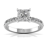 Ivana Jewels Rings White Gold / 14KT 1 Carat Princess Solitaire Halo Ring