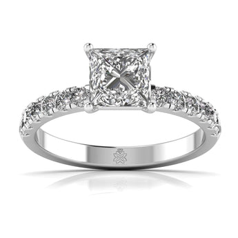 Ivana Jewels Rings White Gold / 14KT 1 Carat Princess Solitaire Halo Ring