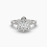 Ivana Jewels Rings White Gold / 14KT 1 Carat Round Cut Solitaire Diamond Flower Ring