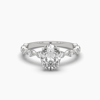 Ivana Jewels Rings White Gold / 14KT 1 Carat Solitaire Diamond Oval  Ring