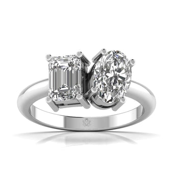 Ivana Jewels Rings White Gold / 14KT 2.3 Carat Emerald & Oval Sparkle Ring