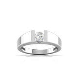 Ivana Jewels Rings White Gold / 14KT 50 Pointers Centre Solitaire Round Diamond Wide Band Ring