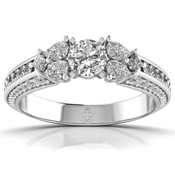 Ivana Jewels Rings White Gold / 14KT 50 Pointers Princess and Pear Halo Ring