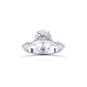 Ivana Jewels Rings White Gold / 14KT Centre Solitaire Cushion & Side Marquise Diamond Ring