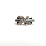 Ivana Jewels Rings White Gold / 14KT Dazzling Blue Triangle Stone & Round Diamonds Cocktail Ring