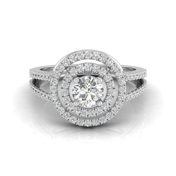 Ivana Jewels Rings White Gold / 14KT Double Halo Engagement Ring