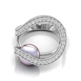 Ivana Jewels Rings White Gold / 14KT Double Halo Pearl Ring