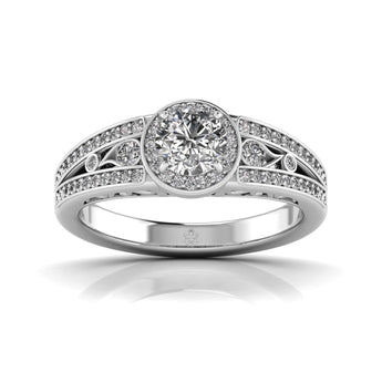 Ivana Jewels Rings White Gold / 14KT Ecstatic Halo Diamond Solitaire Ring