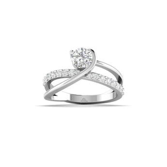 Ivana Jewels Rings White Gold / 14KT Elegant Solitaire Diamond Ring with Twisted Band