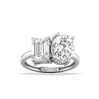 Ivana Jewels Rings White Gold / 14KT Emerald & Oval Engagement Ring