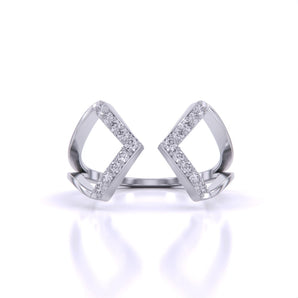 Ivana Jewels Rings White Gold / 14KT Geometric Diamond Open Ring