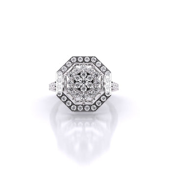 Ivana Jewels Rings White Gold / 14KT Gleaming Flower Ring