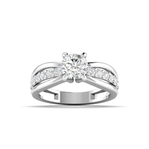 Ivana Jewels Rings White Gold / 14KT Heart-Cut Diamond Rose Gold Engagement Ring with Pave Band