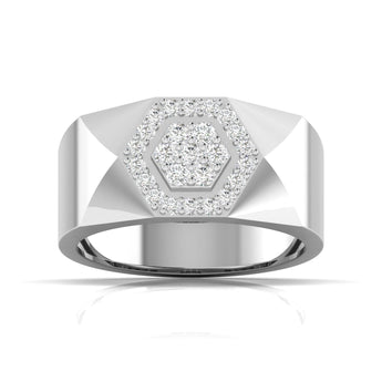Ivana Jewels Rings White Gold / 14KT Hexagon Halo Men's Ring
