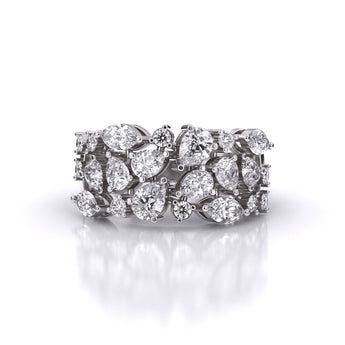 Ivana Jewels Rings White Gold / 14KT Multi Shape Diamond Cascade Ring