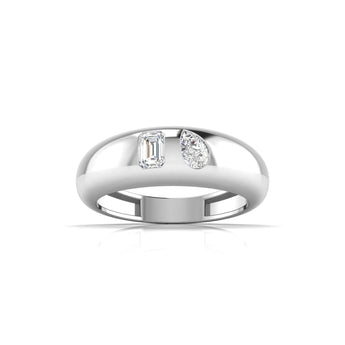 Ivana Jewels Rings White Gold / 14KT Pear & Emerald Shape Diamonds Wide Band Ring