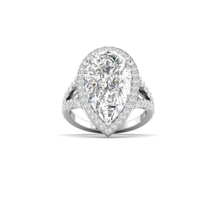 Ivana Jewels Rings White Gold / 14KT Pear-Shaped Diamond Halo Ring in Rose Gold