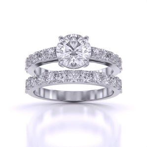 Ivana Jewels Rings White Gold / 14KT Scalloped Engagement Ring & Wedding Band