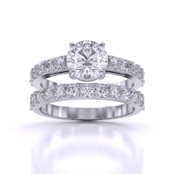 Ivana Jewels Rings White Gold / 14KT Scalloped Engagement Ring & Wedding Band