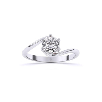 Ivana Jewels Rings White Gold / 14KT Simplicity Curve Solitaire Ring