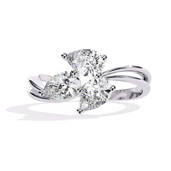 Ivana Jewels Rings White Gold / 14KT Three Stone Pear Diamond Ring