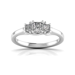 Ivana Jewels Rings White Gold / 14KT Trellis Design Three Diamonds Ring