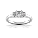 Ivana Jewels Rings White Gold / 14KT Trellis Design Three Diamonds Ring