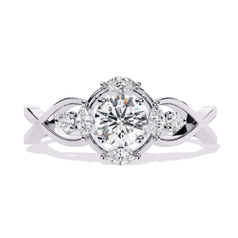Ivana Jewels Rings White Gold / 14KT Twist Ring with Round Diamonds