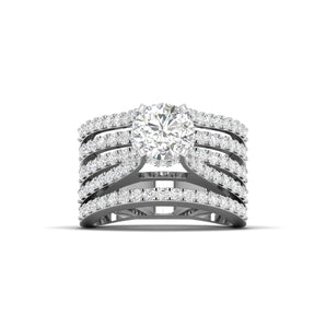 Ivana Jewels Rings White Gold / 14KT Two-Tone Crossover Round Cut Ring Set