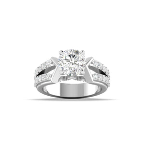 Ivana Jewels Rings White Gold / 14KT Unique Double Band Diamond Ring for Engagement