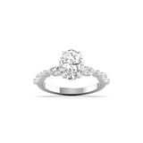 Ivana Jewels Rings White Gold / 14KT Unique Oval Diamond Ring with Side Stones for Engagement