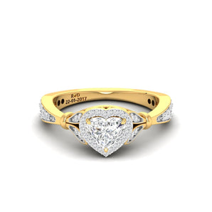 Ivana Jewels Rings Yellow Gold / 14KT 0.56ct Round & Heart Diamond Halo Ring