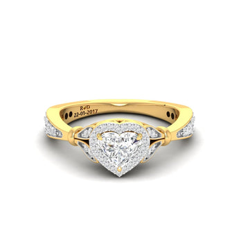 Ivana Jewels Rings Yellow Gold / 14KT 0.56ct Round & Heart Diamond Halo Ring