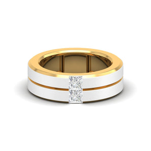 Ivana Jewels Rings Yellow Gold / 14KT 0.60 Carat Princess Cut Diamond Two-Tone Gold Men's Band