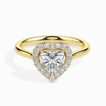 Ivana Jewels Rings Yellow Gold / 14KT 1.2 Carat Centre Solitaire Heart Shape Diamond Halo Engagement Ring