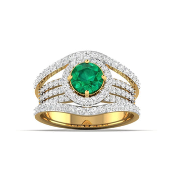 Ivana Jewels Rings Yellow Gold / 14KT 1.5 Carat Emerald Diamond Gold Ring