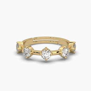 Ivana Jewels Rings Yellow Gold / 14KT 5 Round Cut Diamond Adjustable Ring