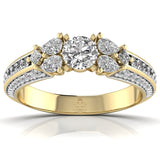 Ivana Jewels Rings Yellow Gold / 14KT 50 Pointers Princess and Pear Halo Ring