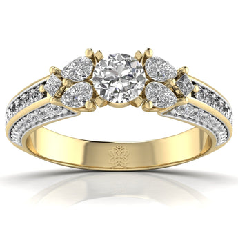Ivana Jewels Rings Yellow Gold / 14KT 50 Pointers Princess and Pear Halo Ring