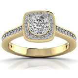 Ivana Jewels Rings Yellow Gold / 14KT 70 Pointers Round Cut Solitaire Diamond Halo Ring