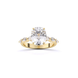 Ivana Jewels Rings Yellow Gold / 14KT Centre Solitaire Cushion & Side Marquise Diamond Ring