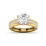 Ivana Jewels Rings Yellow Gold / 14KT Classic Diamond Engagement Ring with Pave Band