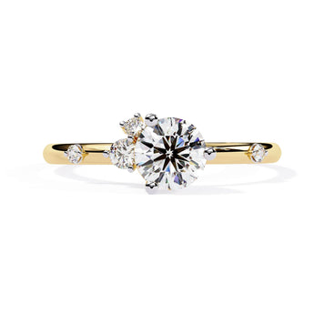 Ivana Jewels Rings Yellow Gold / 14KT Classic Round Solitaire Engagement Ring with Rubies