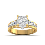 Ivana Jewels Rings Yellow Gold / 14KT Diamond Engagement Ring with Baguette Accents