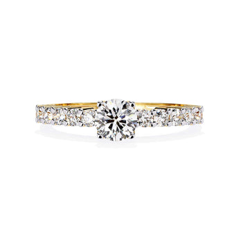 Ivana Jewels Rings Yellow Gold / 14KT Diamond Engagement Ring with Diamond Band
