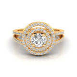 Ivana Jewels Rings Yellow Gold / 14KT Double Halo Engagement Ring