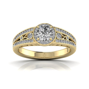 Ivana Jewels Rings Yellow Gold / 14KT Ecstatic Halo Diamond Solitaire Ring
