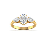 Ivana Jewels Rings Yellow Gold / 14KT Elegant Three-Stone Diamond Engagement Ring