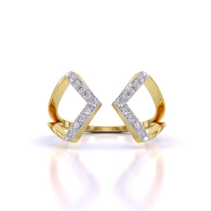 Ivana Jewels Rings Yellow Gold / 14KT Geometric Diamond Open Ring