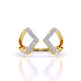 Ivana Jewels Rings Yellow Gold / 14KT Geometric Diamond Open Ring